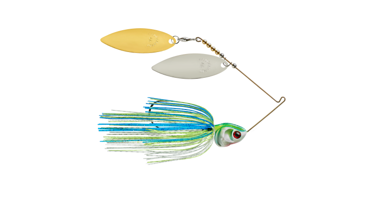 Booyah Covert Spinnerbait Nickel Gold Willow 3/4 oz / Wht/Chart/Blue