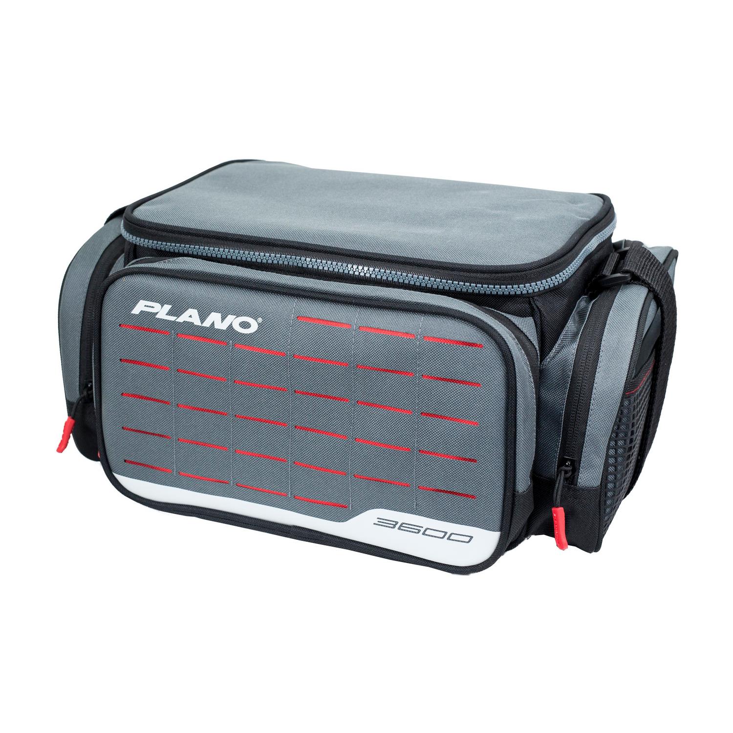 Red PLANO WEEKEND SERIES 3600 DLX FISHING TACKLE BAG with 2 STOWAWAY BOXES