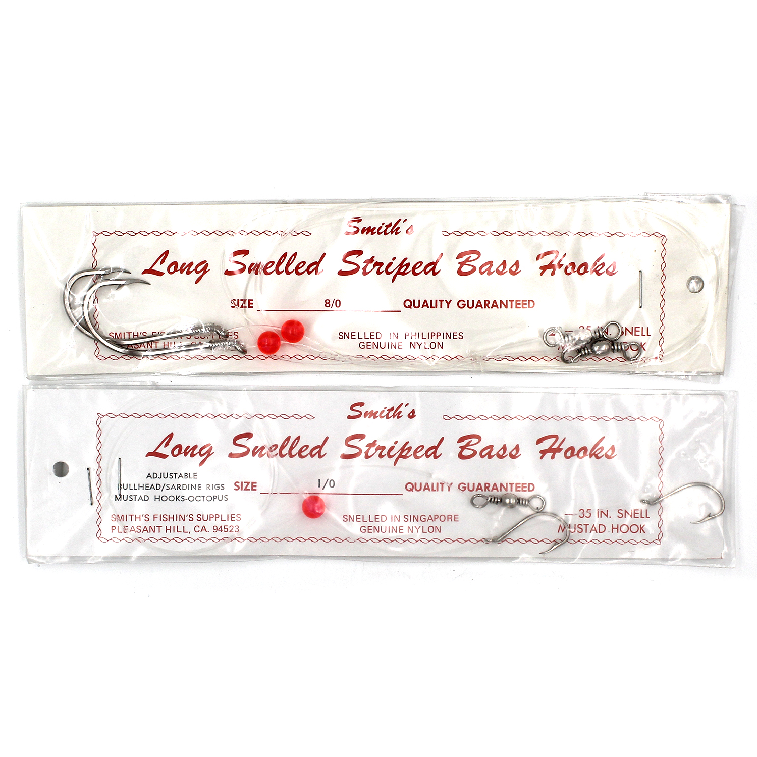 Smith's Long Snelled Striped Bass Rigged Hooks